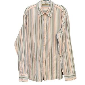 Excellent! 2bU Made on Earth men’s pastel stripe wrinkle shirt size L